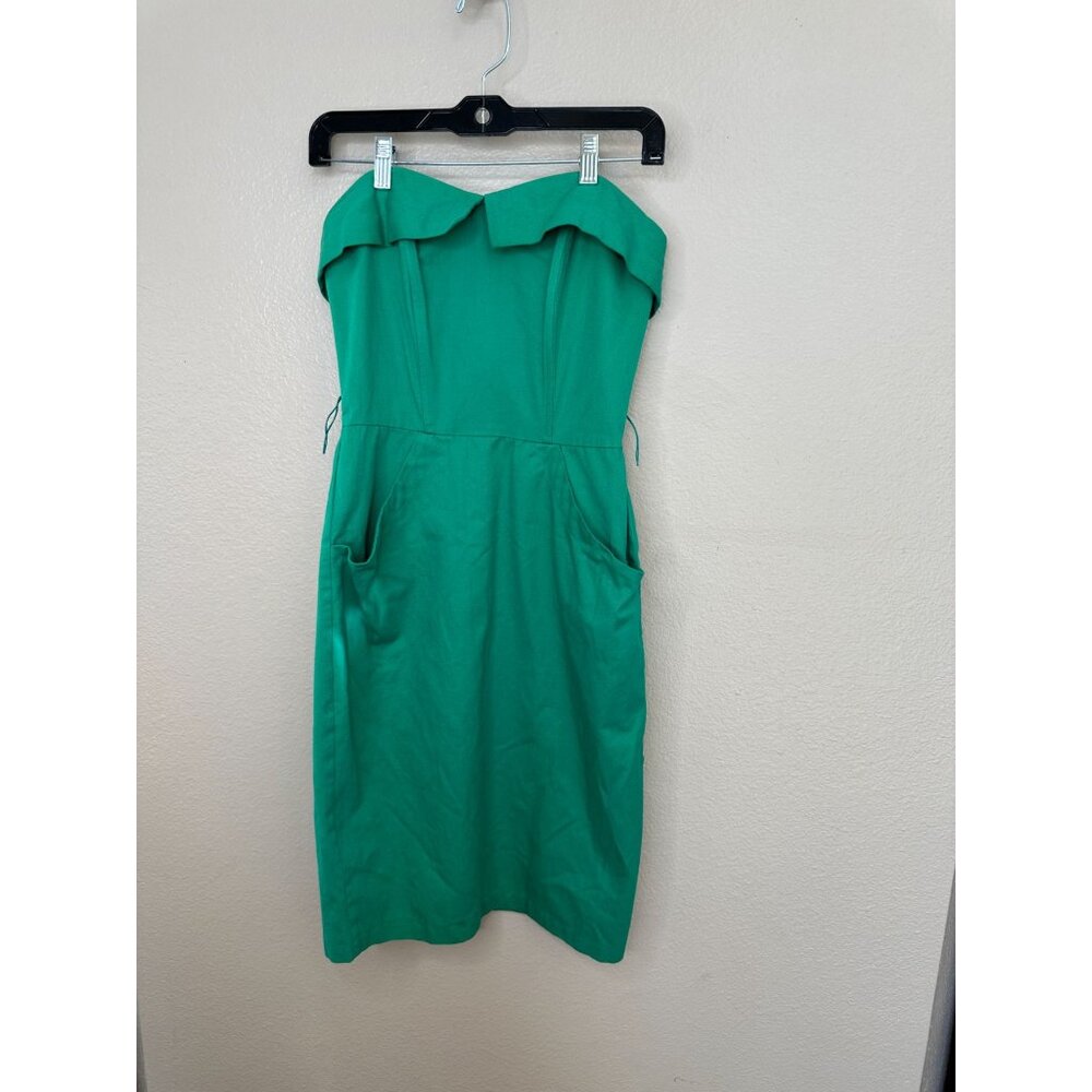 Vintage Hearts Womens Green Dress 9 sweetheart neck cotton pencil mini‎ dress